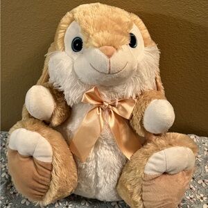 Adorable Tan and White Plush Bunny